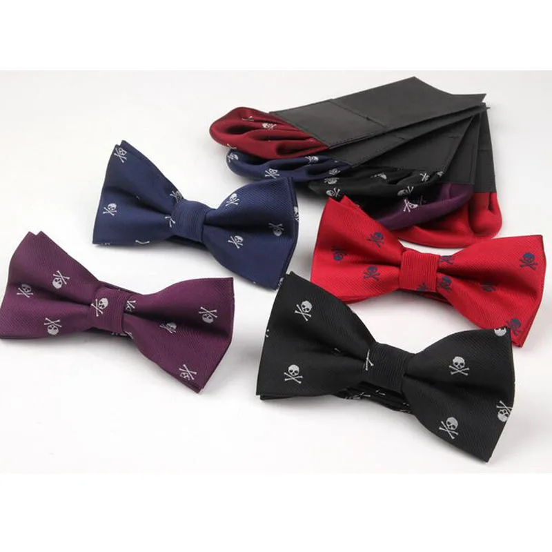 Мужской галстук бабочка с черепом жаккардовый мужской платок изображением