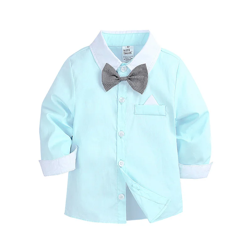 Baby Boys Formal Clothing Set Light green and pink Toddler Kids Gentleman Bow Tie Long Sleeve Shirt+Suspenders Pants 2Pcs Outfit | Детская