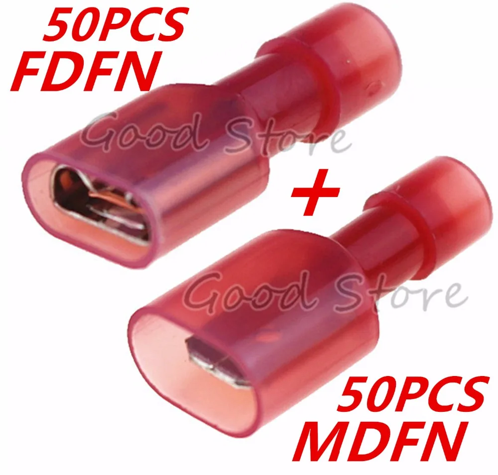 100 шт. 50 комплектов красный MDFN FDFN нейлоновый латунный штекер гнездовой