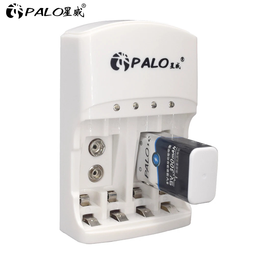 Palo 4 слота зарядное устройство для AA AAA 9 в 6F22 Ni-MH аккумуляторы+ 2 шт 9 в Nimh аккумуляторы
