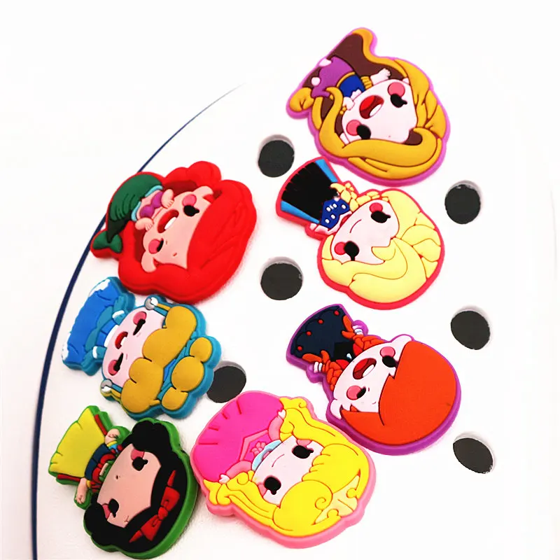 Single Sale 1Pcs Shoe Charms Cartoon Princess Series Shoe Accessories Shoe Decoration for croc jibz Kid's Party X-mas Gift