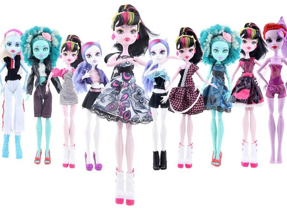 7 шт./лот, модная одежда, платья для куклы Monster High, платья для вечеринок, Vestidos, Повседневная Одежда для куклы детские игрушки Monster High