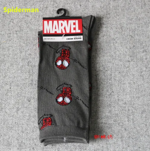 spiderman Marvel носки из комиксов Дэдпул Каратель мультфильм гольфы для женщин мужчин носки для девочек Железный человек Капитан Америка человек паук повсе - Цвет: spiderman