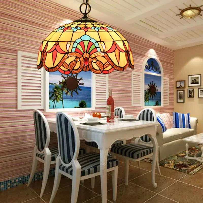 Витражный подвесной светильник Тиффани барокко подвесные светильники для