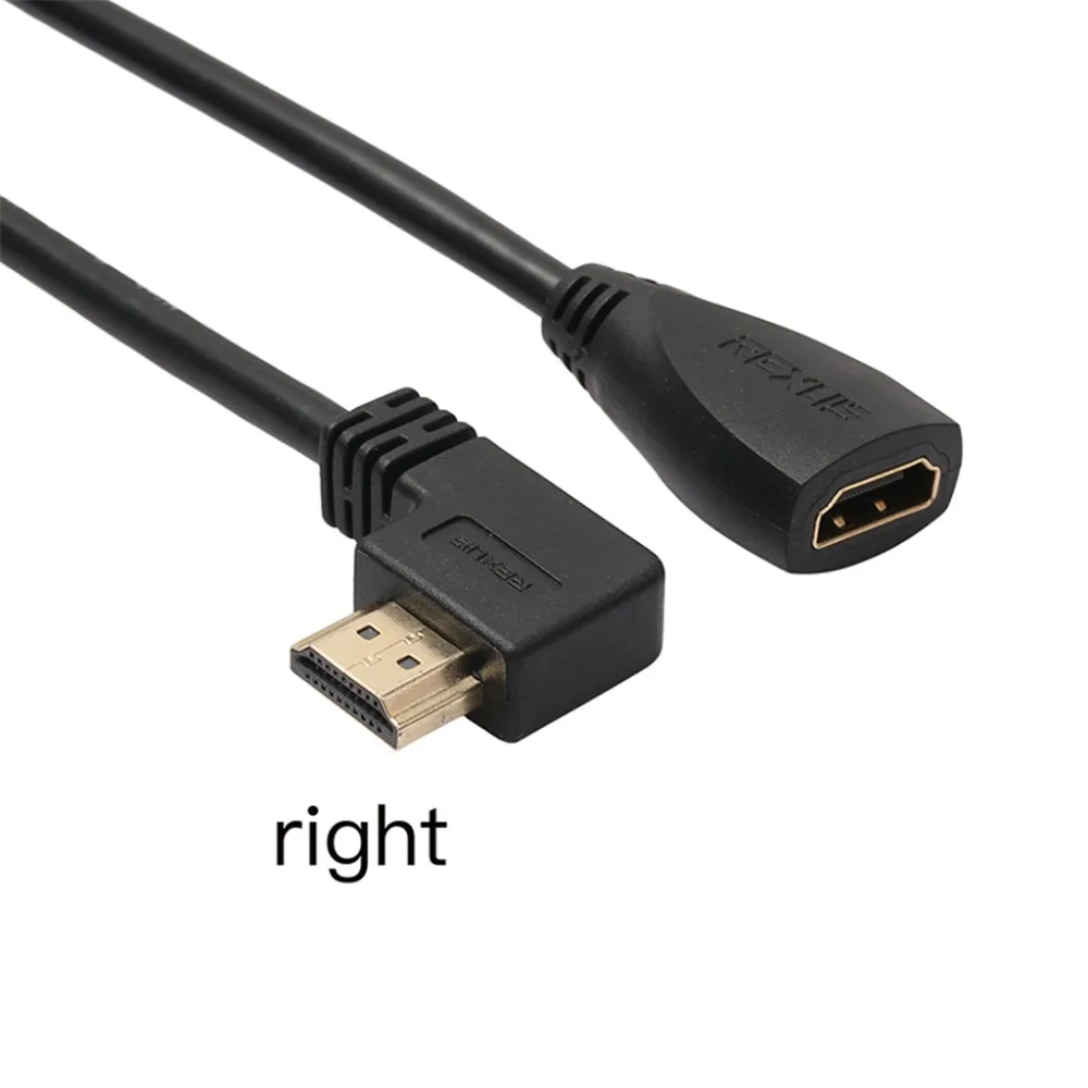 REXLIS Позолоченные 90 градусов влево/вправо HDMI кабель-удлинитель мужчин и женщин V1.4 1080 P для Оборудование для psp HDTV 30 см