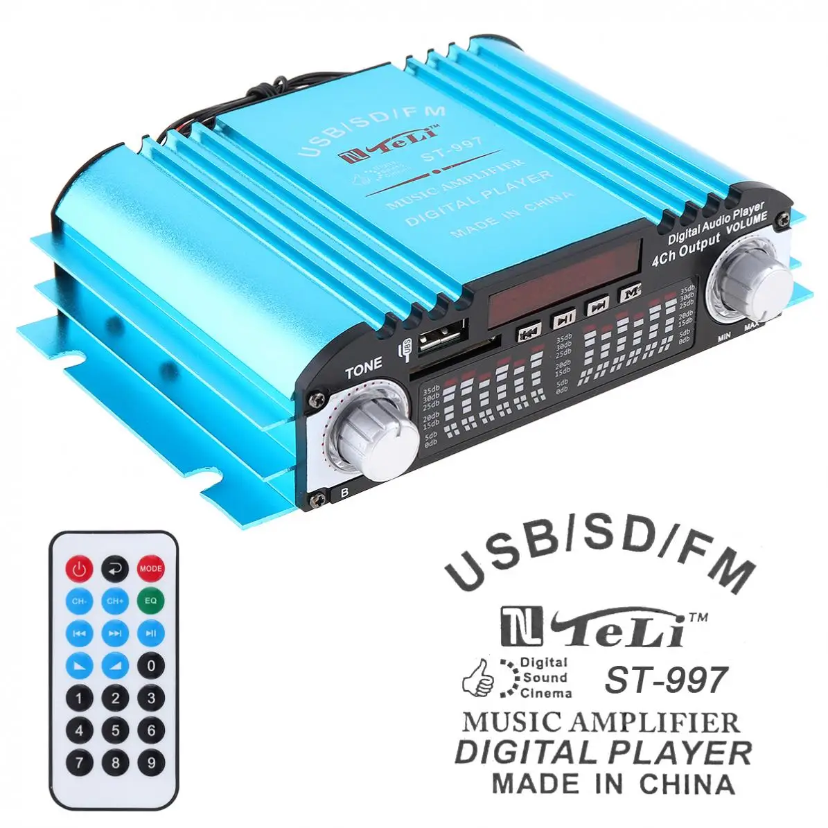Автомобильный аудио усилитель мощности 4CH HIFI FM радио плеер с поддержкой SD / USB DVD MP3