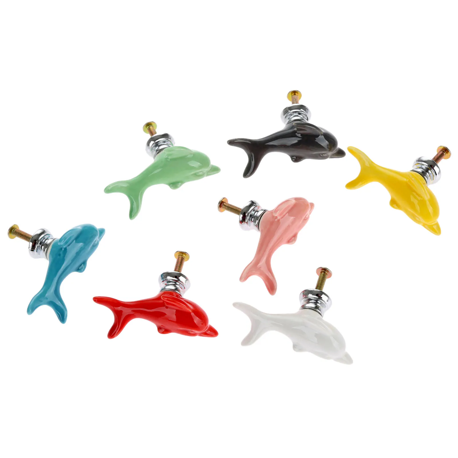 

1Pc Dolphin Ceramic Knob Furniture Handles Wardrobe Door Pull Drawer Kitchen Cupboard Handle Cabinet Knobs and Handle Home Decor