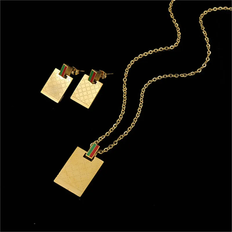 NJ 2017 Панк Ретро Очерченная Сеткой Красная и Зеленая Эмаль Серьги Женские Ожерелья Модные Наборы Ювелирных Изделий из Нержавеющей Стали с Подвесками Дубай.