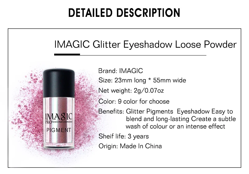 Бренд imagic блеск Хамелеон тени для век металлик Рассыпчатая блестящая пудра водонепроницаемый гель для фиксации макияж База праймер для глаз Косметика