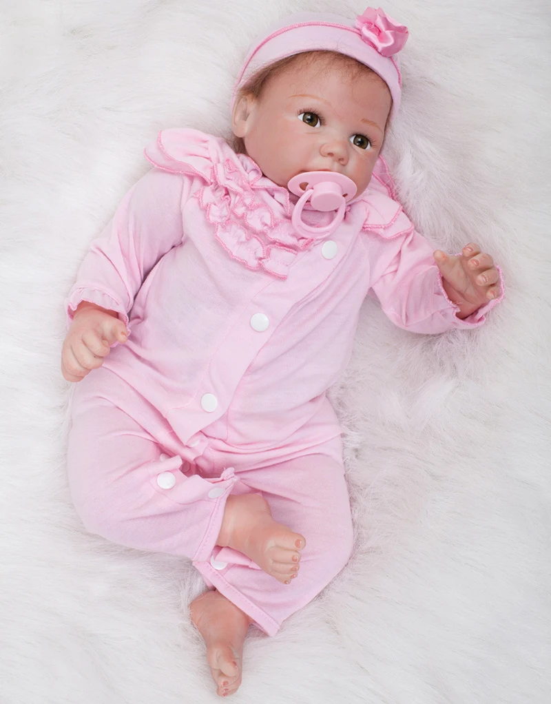 Преследовать 53 см так реально коричневый Средства ухода для век силикона Reborn Baby