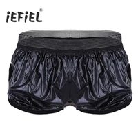 iefiel summer sexy shorts for mens fashion shorts lightweight faux leather boxer shorts trunk wet look lounge short pants