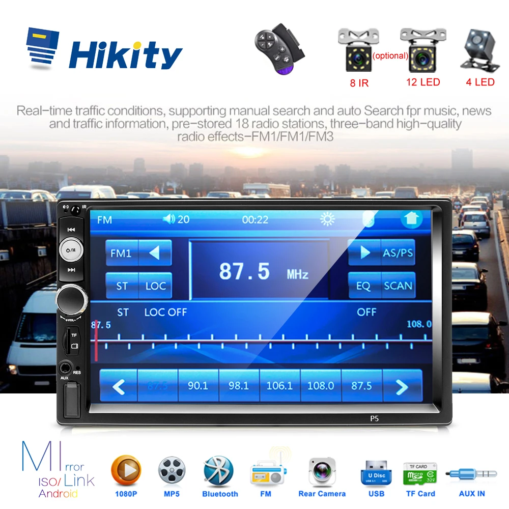 Hikity автомобиль 2din Авто Стерео Радио " автомагнитолы сенсорный экран Bluetooth мультимедиа видео MP5 плеер USB/DVR/FM/зеркальная связь камера