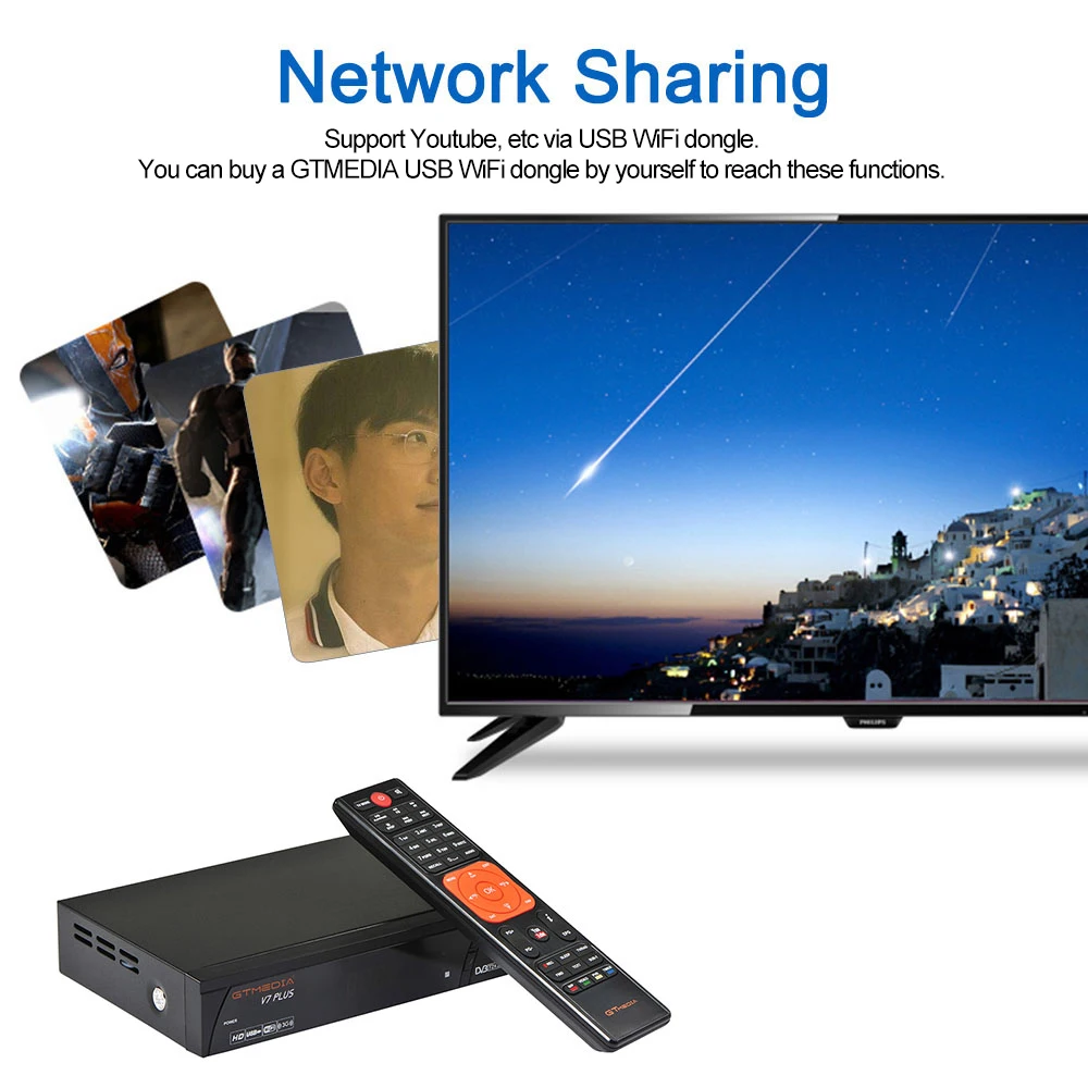 ТВ приставка Full HD 1080P STB для умного HDTV V7 PLUS DVB S2 TV Combo приемник H.265 Цифровое Видео