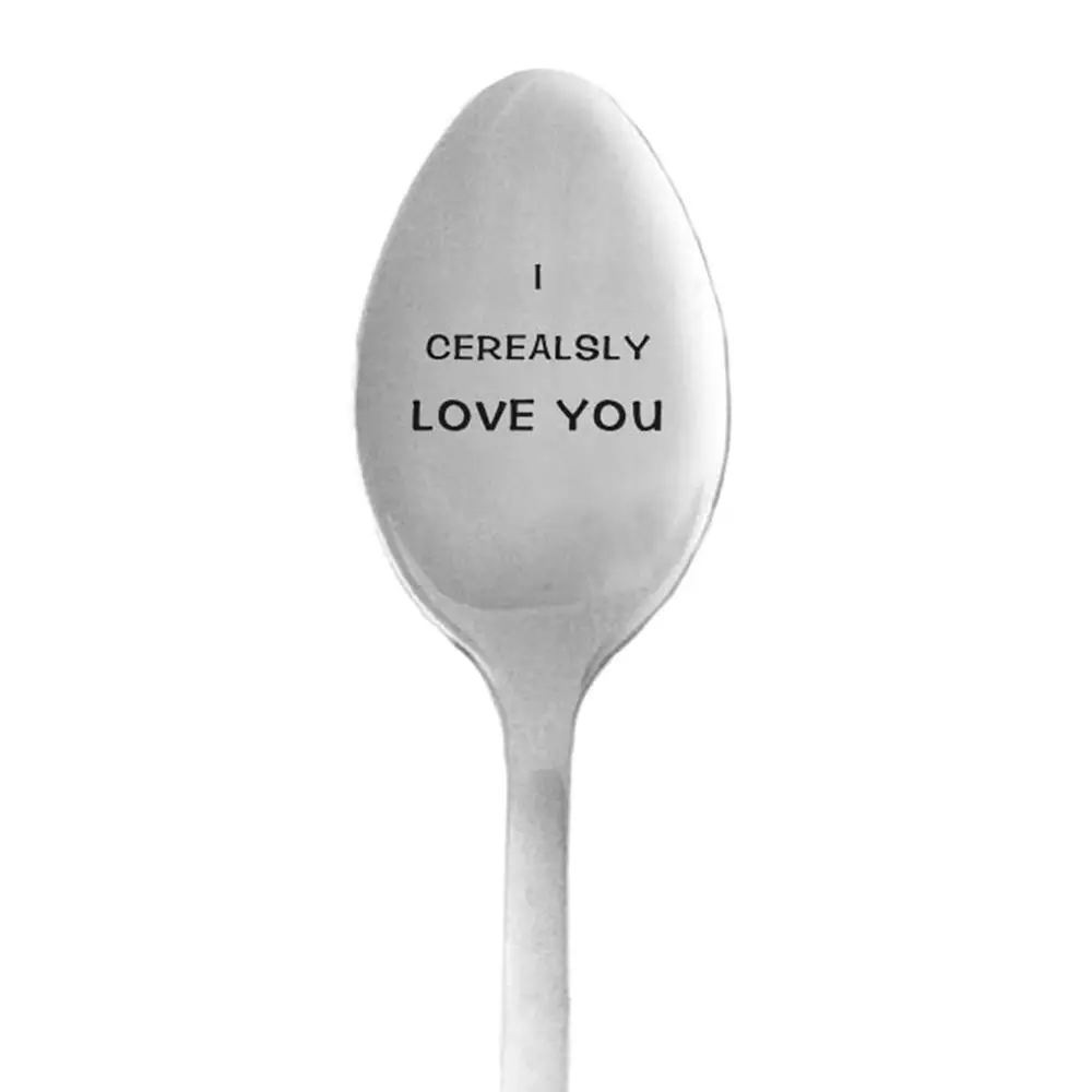 I Cerealsly Love You Ложка с длинной ручкой для супа с буквенным принтом из нержавеющей стали ложка с длинной ручкой для кофе посуда для пар отпечатанные Семейные друзья подарки - Цвет: I Cerealsly Love You