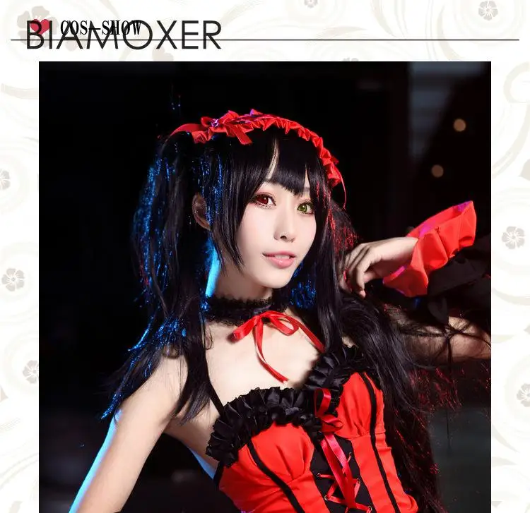 Парик Biamoxer DATE A LIVE Tokisaki Kurumi термостойкий синтетический черно коричневый с