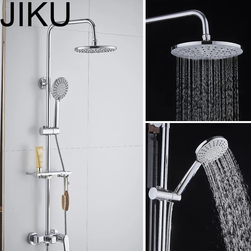 JIKU, 3 режима, АБС-пластик, душевая головка для ванной комнаты, большая панель, круглая, хромированная, дождевая насадка, водосберегающая, классический дизайн, G1/2, дождевая насадка