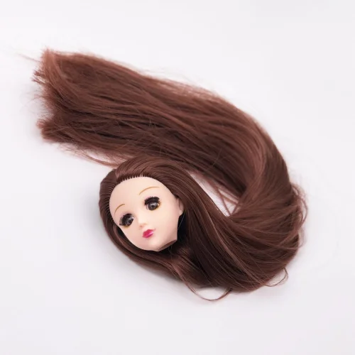 Кукла голова, 3D настоящие глаза макияж с кудрявыми прямыми густыми волосами Аксессуары для DIY косплей 1/6 Кукла Барби подарок игрушки для девочек - Цвет: 7