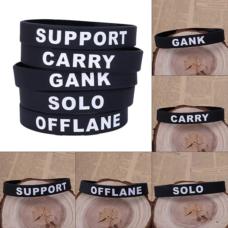 DOTA 2 силиконовые резиновые браслеты Dota2 браслет Carry Gank Solo поддержка Offlane Brasle для лучших друзей мужские ювелирные изделия