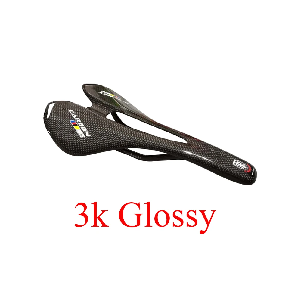3k glossy Велосипедное седло из углеродного волокна, супер светильник, седло из углеродного волокна 3 k, матовое/глянцевое, углеродное, дорожное/MTB велосипедное седло - Цвет: 3k glossy