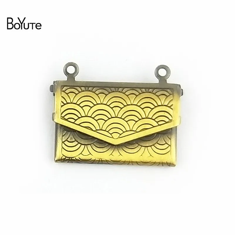 BoYuTe (10 шт./лот) 15*20 мм конверт формы памяти фото медальон волна резной плавающий