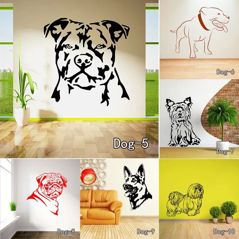 Боксерская наклейка собаки на стену Виниловая милые обои детские настенные