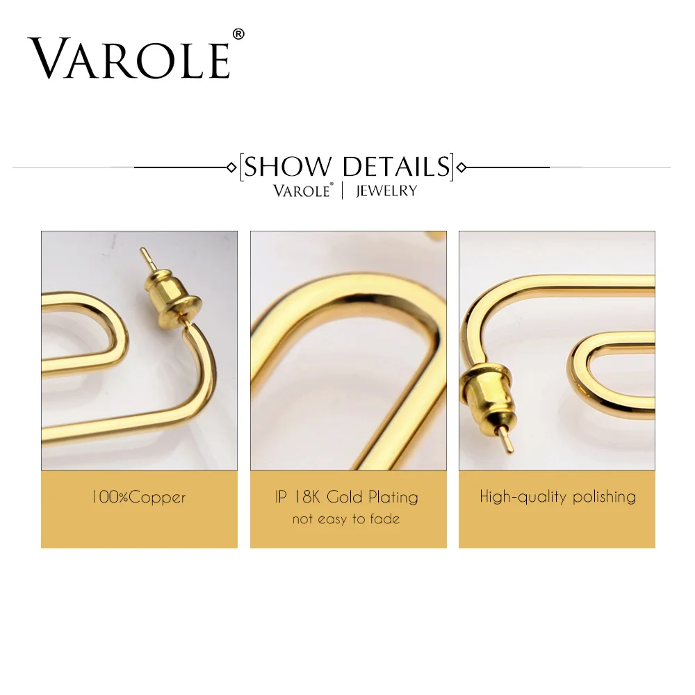 VAROLE Paperclip минималистичные серьги, висячие серьги, серьги золотистого цвета, висячие серьги для женщин, модные ювелирные изделия Brincos