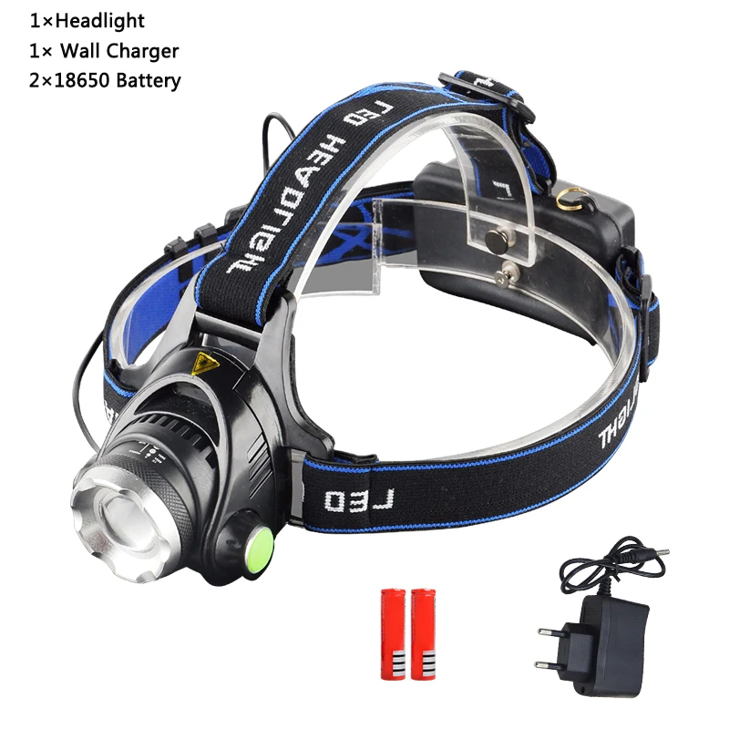 Package H Мощный светодиодный налобный фонарь T6 18650 налобный фонарь+ Q5 Мини светодиодный фонарь Zoomable фонарь Тактический z15 - Испускаемый цвет: Package H