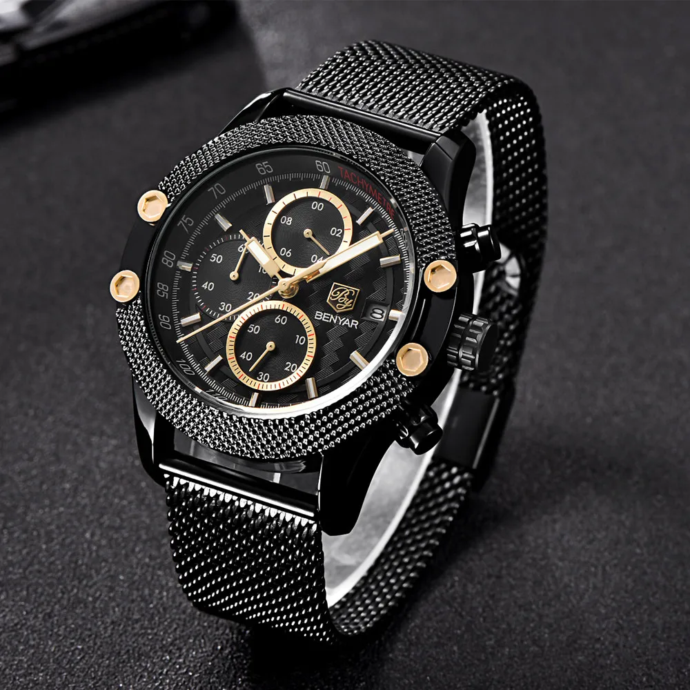 Мужские спортивные часы Montre Homme водонепроницаемые кварцевые с хронографом