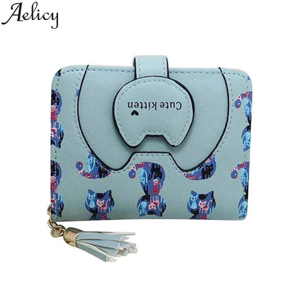 Женский короткий кошелек Aelicy с милыми рисунками из мультфильмов дамская сумочка