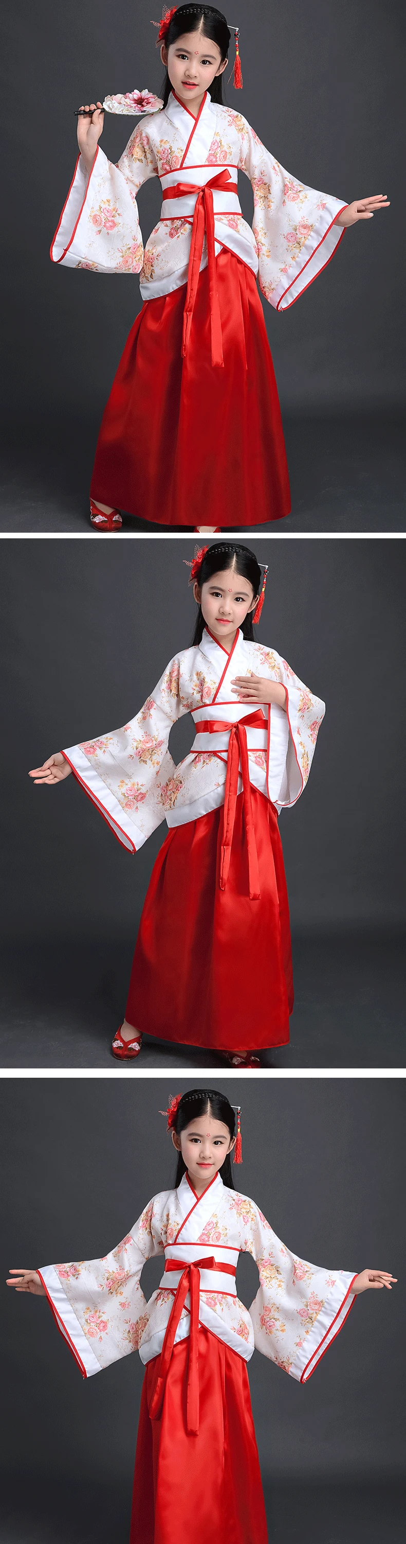 Hanfu/танцевальный костюм для девочек; костюм для китайского фестиваля; древнее платье; одежда для сцены в восточном стиле; детская одежда для костюмированной вечеринки; DC1137