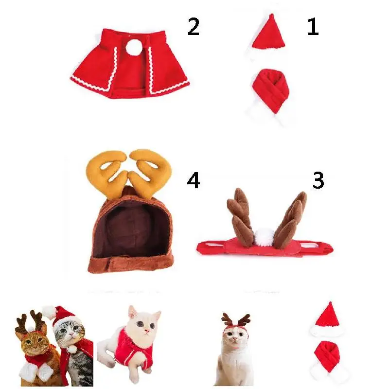 S/M/L кошачий шарф для домашних животных, кепка, накидка, повязка на голову, набор подарков, Рождественская вечеринка, зимняя одежда DC112