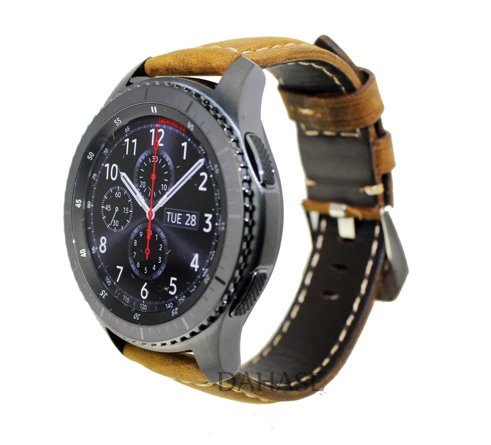 22 мм ремешок для часов из натуральной кожи для samsung gear S3 Frontier классический ремешок для samsung Galaxy Watch 46 мм с разъемом