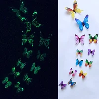 Светящиеся Бабочки, 12 шт./компл., наклейки на стену гостиной, бабочки для вечерние, украшения дома, 3D наклейки на холодильник, обои