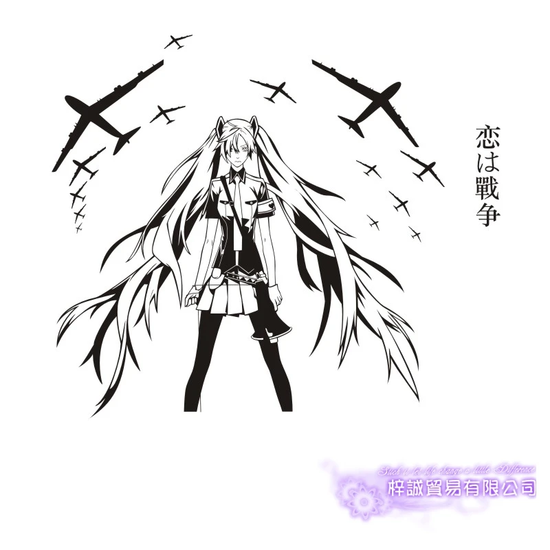 Hatsune Miku Наклейка на стену виниловая наклейка на стену s Наклейка Декор для дома декоративное украшение аниме Hatsune Miku наклейка на машину