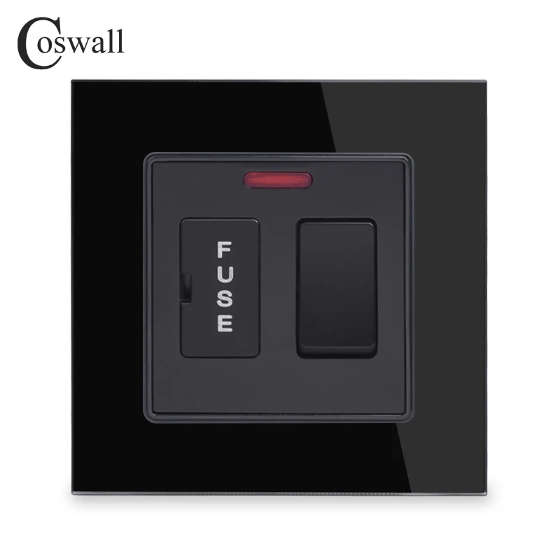 COSWALL 13A предохранитель переключатель с неоновым кристаллом закаленное стекло