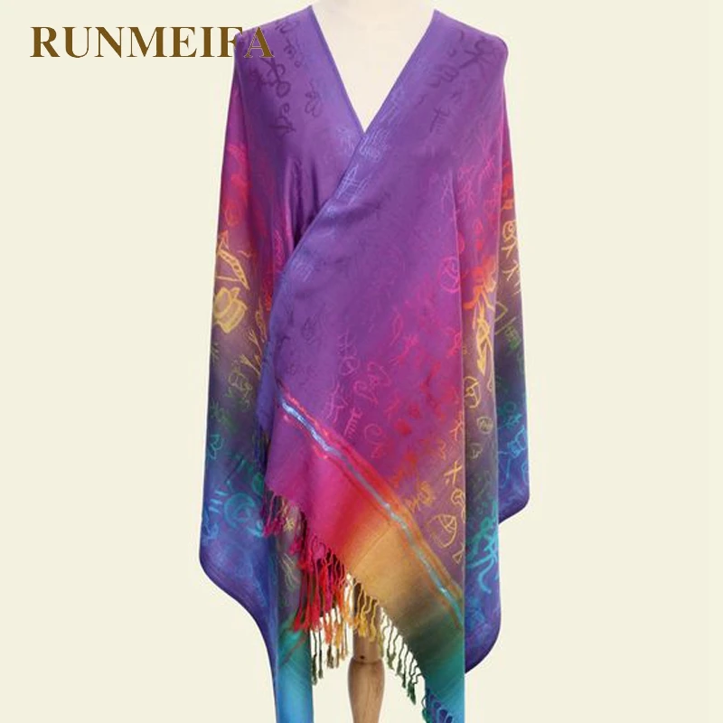 RUNMEIFA новые зимние этнические Для женщин Обёрточная бумага шарф большой размер
