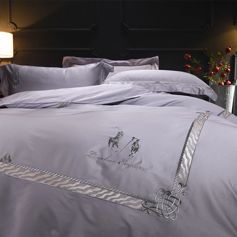 Embroidery Bedlinen egyptian Cotton Bedding sets queen king size Duvet cover pillowcase Flat Bedsheet | Дом и сад