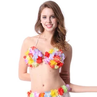 5pcs free shipping grass skirt bra corsage with plastic flowers for wedding dance party activities costume show hawaiian tropic