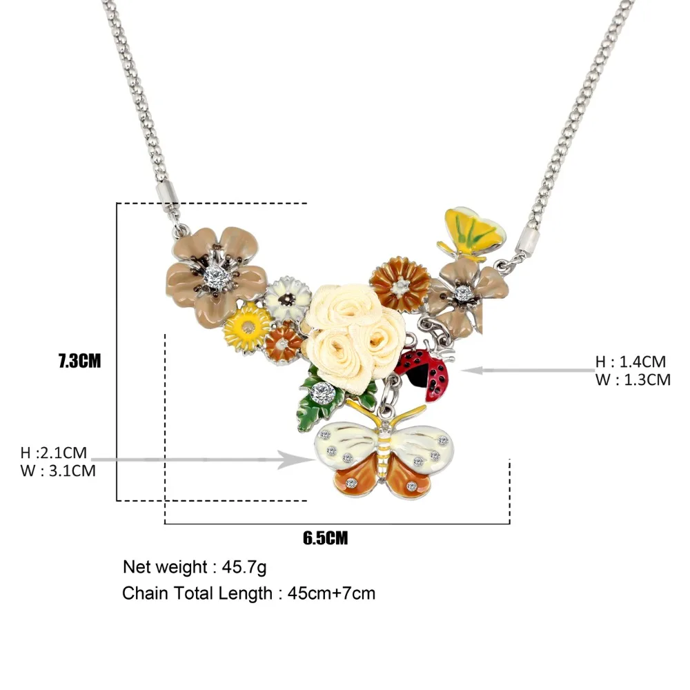 WEVENI Эмаль сплав цветок бабочка Жук ожерелье с подвеской со стразами модные
