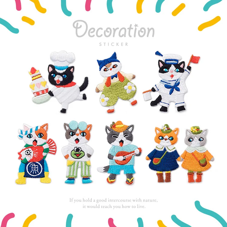 5 шт. много милый кот человек вышивать кошка Мода животных ткань детская одежда DIY