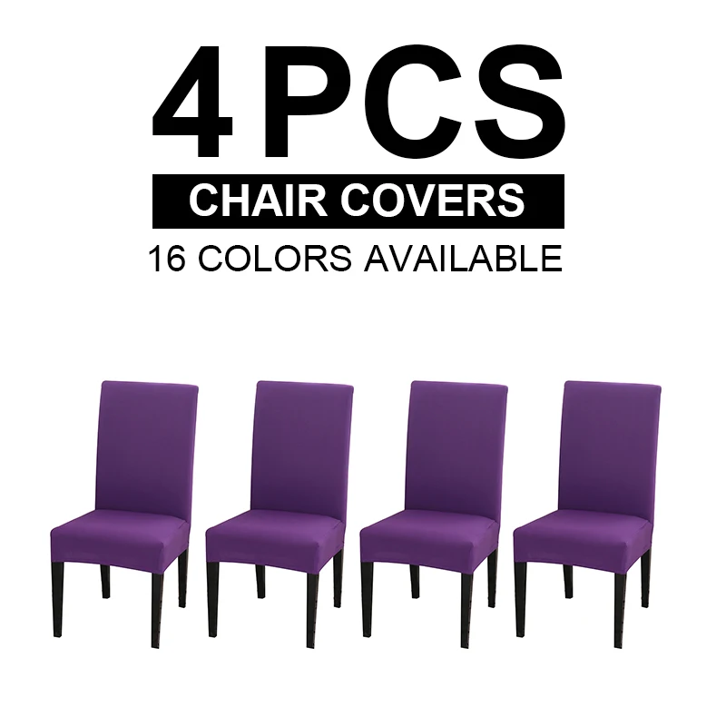Purple 4 шт. дешевые столовая чехол для кресла спандекс стрейч чехлы для сидений Ресторан Parson стул Slipcovers высокое качество - Цвет: Purple