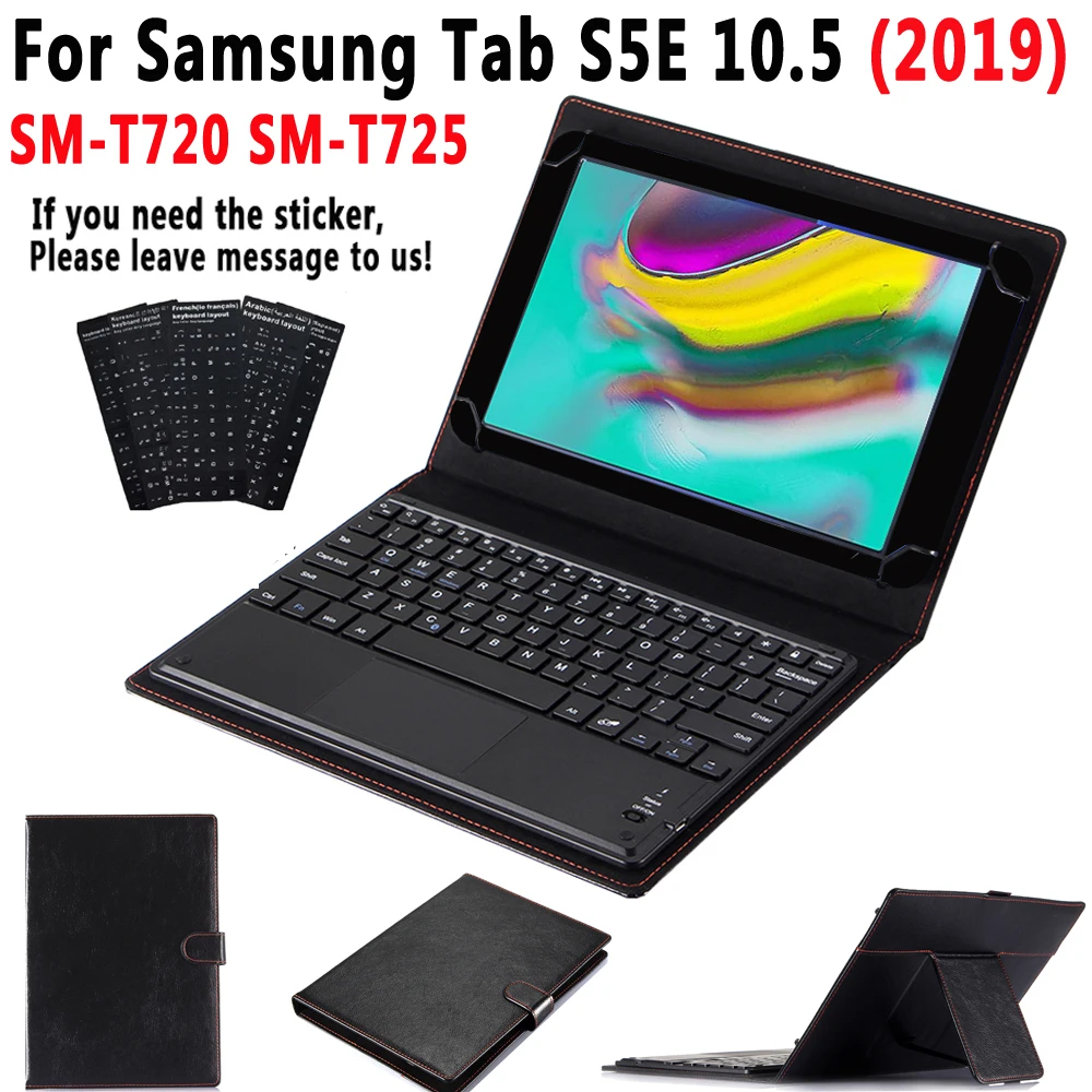 

Чехол для сенсорной клавиатуры для Samsung Galaxy Tab S5E 10,5 2019 SM-T720 T720 T725, умный кожаный чехол, отсоединяемая клавиатура + ручка