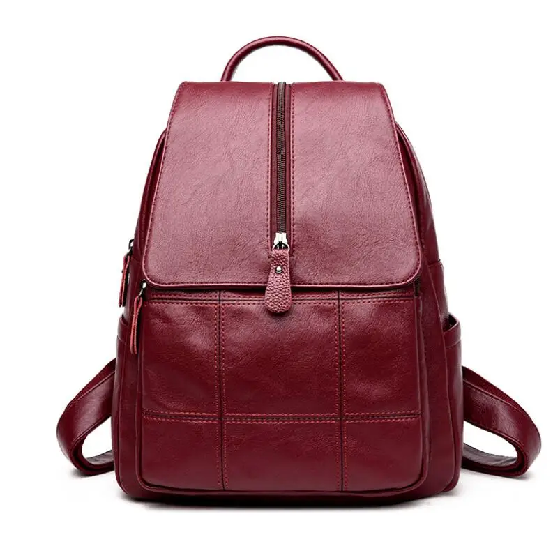 Woman Leather Backpacks Female soft skin Bag Fashion Backpacks For Teenage Girls College Student School Bags Traveling Backpack