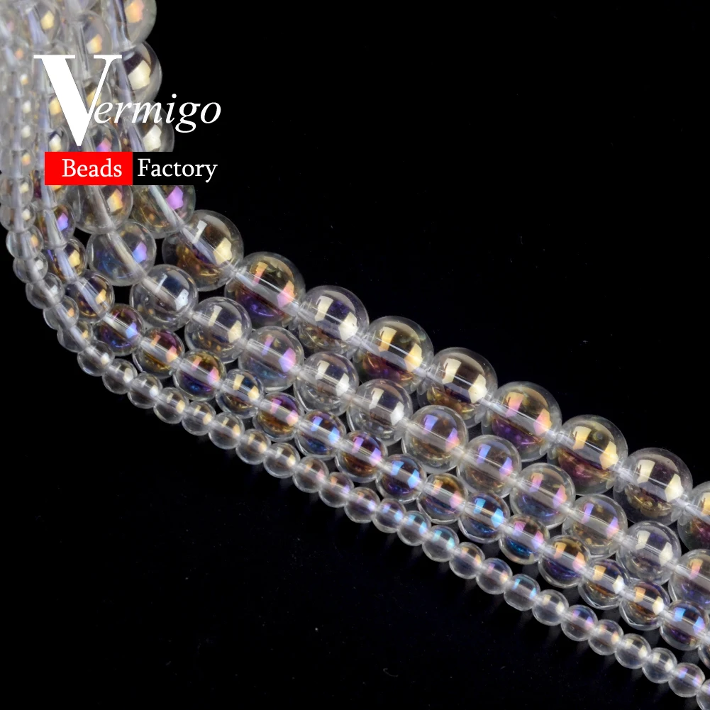 Wholesale Natural Stone Round Clear White AB Glass Crystal Loose Beads For Needlework Jewelry Making 4-12mm Diy Bracelet 15&quot | Украшения