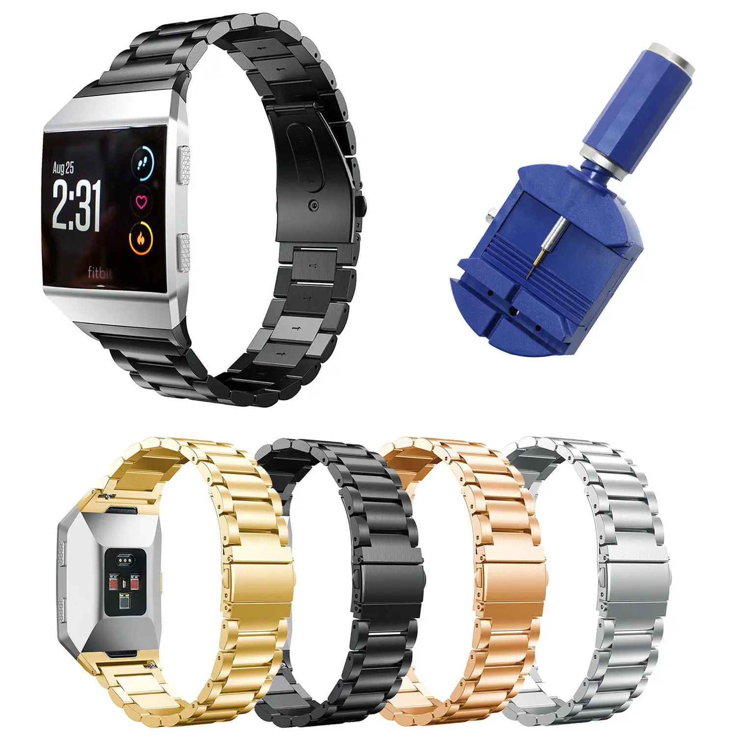 Браслет из нержавеющей стали для Fitbit металлический браслет с ионным браслетом