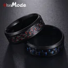 Мужские кольца ELSEMODE из титановой стали с черным углеродным волокном, модные кольца красного и синего цвета, мужские ювелирные изделия