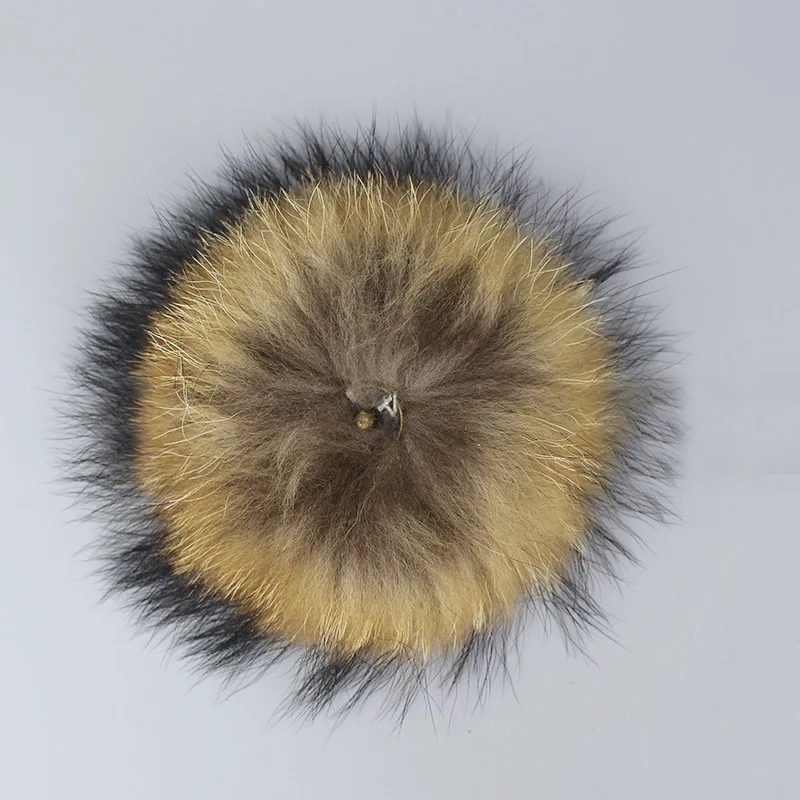 Fur ball Шапка с помпоном из натурального меха енота, толстая зимняя женская шапка, вязаная шапка из кашемира и шерсти, женская шапка Skullies Beanies - Цвет: Fur ball