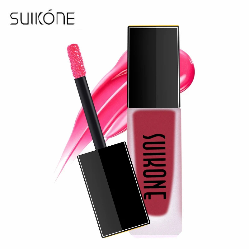 Тинт для губ SUIKONE жидкая помада блеск блестящий макияж мерцающий пигмент