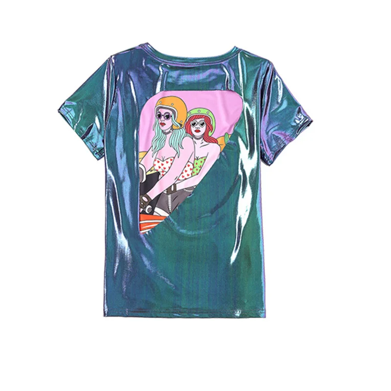 7mang XS 2XL лето 2018 женская уличная свободная футболка с круглым вырезом и ярким
