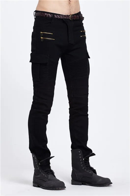 

Top Fashion Mens Jeans Brand casual Autumn winter Ripped Men Solid Cotton Full Length Mid Black Color dropshipping Sale pants